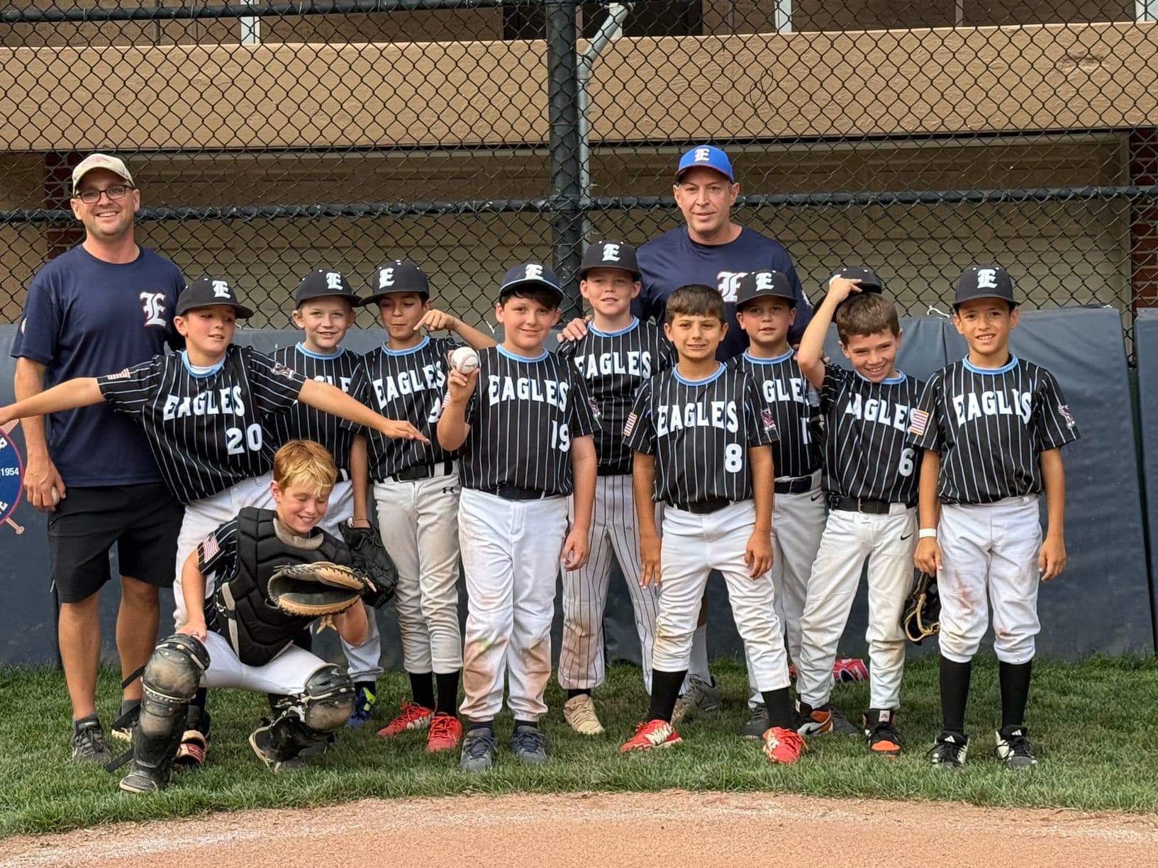 Biagio Maffettone with Little Eagles baseball team players